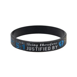 LG Gifts Ltd. Rubber Bible Verse Bracelet (Romans 5:1) | Rubber Band Bracelet with Romans 5:1 Bible Verse, Christian Jewelry