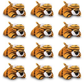 Forest & Twelfth Mini Tiger Plush Toys, 12 Pk Tiny Tiger Stuffed Animals, Stocking Stuffer for Girls & Boys, Animals Figures for Party Favors, Goody Bags, Classroom Treasure Box Prizes (Tiger)