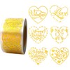 Masper 3.8cm/600 Sheets Heart-Shaped Valentines Stickers, 6 Clear Gold Foil