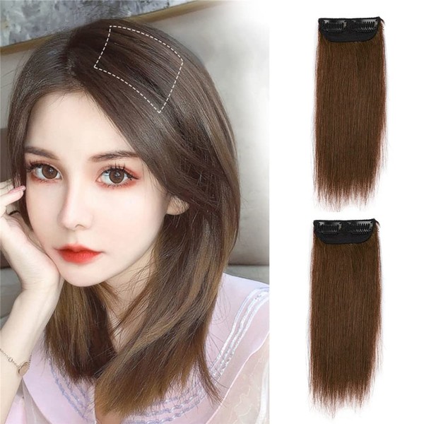 2 x Thick Hairpieces Clip-In Hair Extensions Synthetic Invisible Seamless Hair Pads Adding Extra Hair Volume Clip In One Piece Hair Extension Hair Topper for Thinning Hair Women