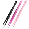 IWOWHERO 3pcs Dual-ended Nail Art Tweezers Straight Tweezers for Nail
