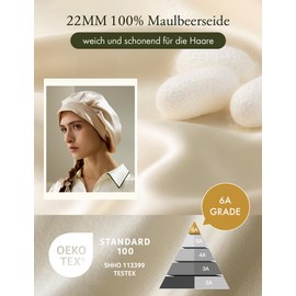 LilySilk 100% 22 mm Pure Mulberry Silk Sleep Cap for Women Natural Silk Hat for Sleeping and Hair Care Night Hair Wrap with Long Elastic Band to Hold, Yellow Gravel