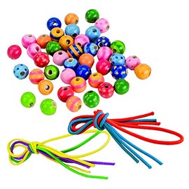 Goki 60945 Holz Holzperlen-Set, Mehrfarbig, Standard