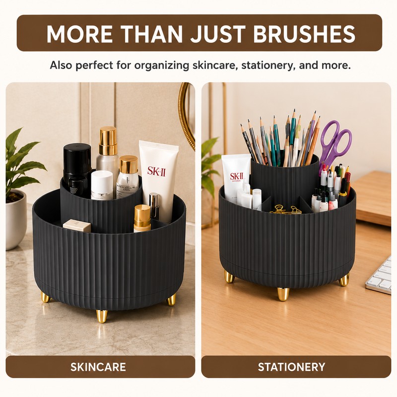 Rotating Makeup Brush Holder Organizer for Vanity Storage – 360°