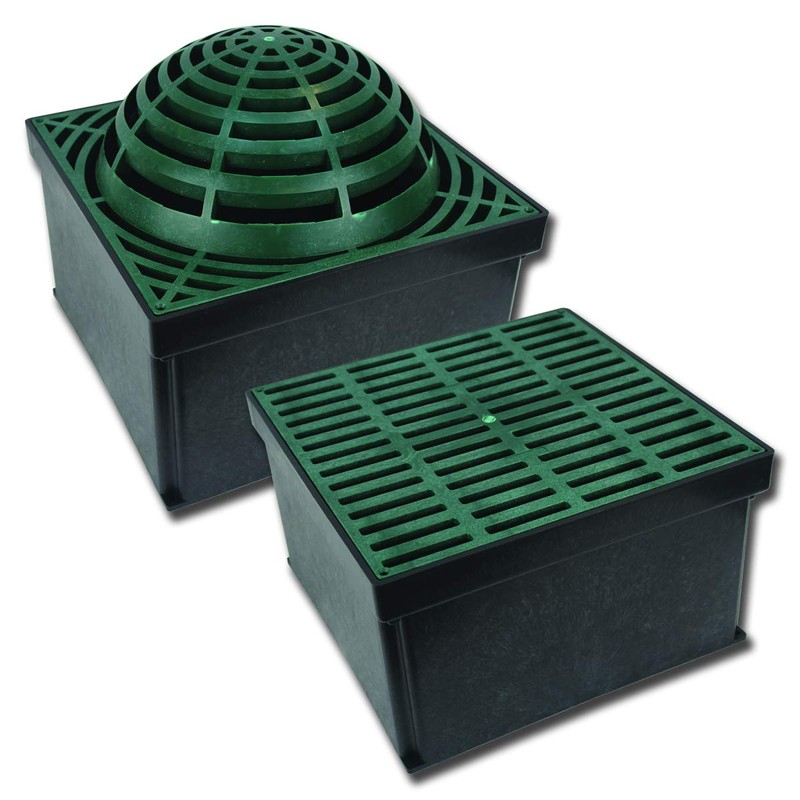 Polylok 12"x12" Square Catch Basin Kit (Green Grate)