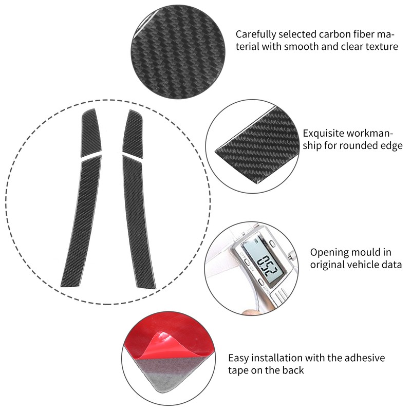 4Pcs Console Armrest Side Cover Carbon Fiber Trim Sticker Fit
