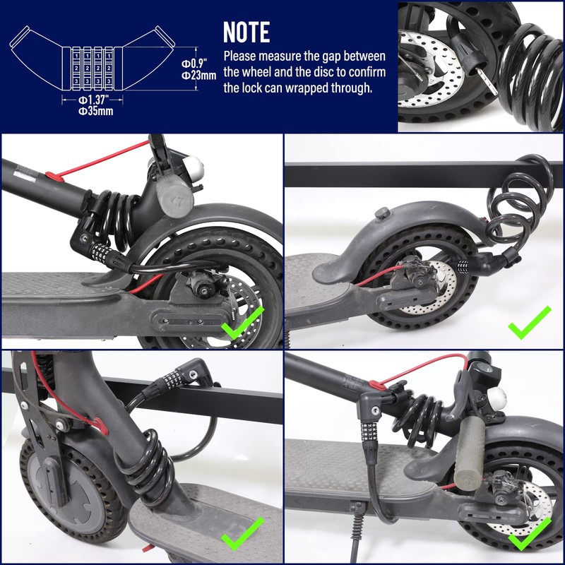 SEWAY Scooter Lock Cable for Xiaomi Mijia M365 ES Series,