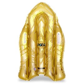 POZA Inflatable Gold Snow Boogie Sled – Luxurious Snow Sled with Handles and Filled with Gold Snowflake Confetti – Premium Heavy Duty Cold Resistant PVC Sled for Adults and Kids – 44 Inch