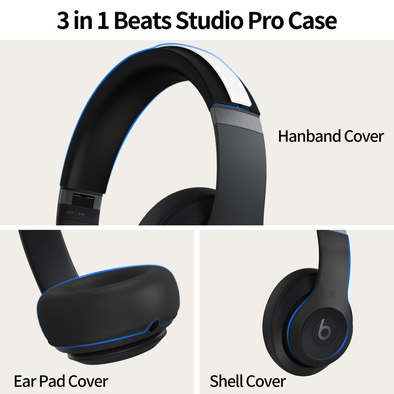 【3 in 1】 Silicone Case for Beats Studio Pro, Anti-Scratch