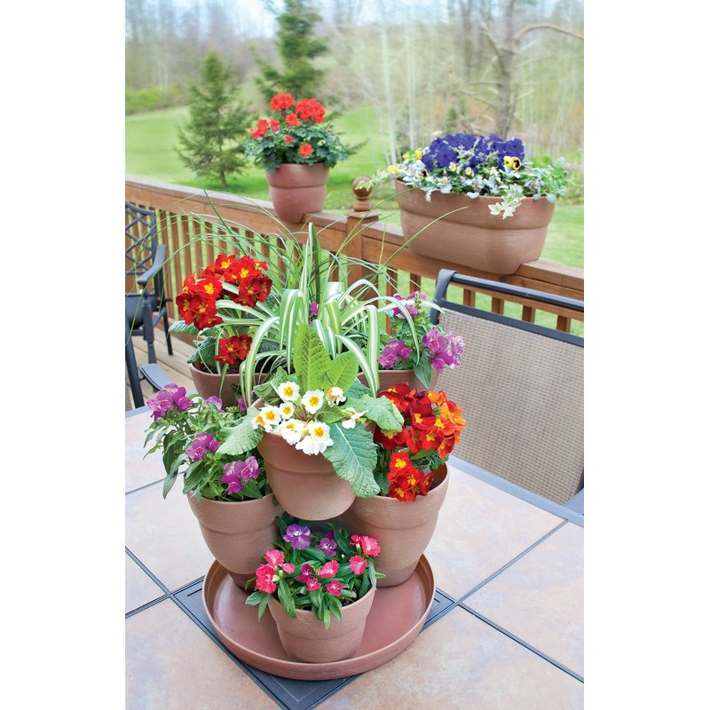 EMSCO Group Bloomers Stackable Flower Tower Planter – Holds up