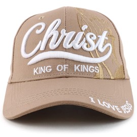 Trendy Apparel Shop Gorra Bordada de Jesús Cristiano con Texto en 3D, Caqui, Talla única