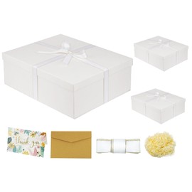 YINUOYOUJIA 3 Pack Large White Gift Box 16.5x13x5.5 inches,Gift Boxes with Lids for Presents,Birthday,Valentine's Day,Mother's Day,Christmas,Anniversary.