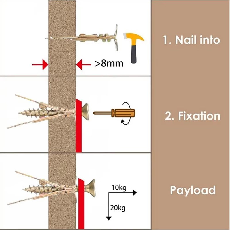 Ticfox Self-Drilling Expansion Screws, Pack of 50 Self-Drilling Dowels with