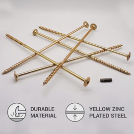 (Pack of 4) Galvanised Steel 8.0 x 280mm Yellow Wood Screws Torx Head Flat Head Wood Screws Partial Thread (4, 8.0 x 280mm)