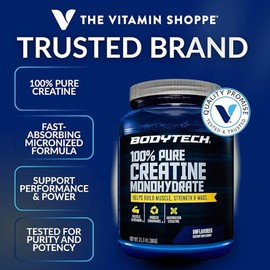 BODYTECH Polvo de Monohidrato de Creatina 100% Puro - Micronizado para Máxima Absorción - Apoya la Fuerza Muscular y Potencia de Salida - Sin Sabor (3