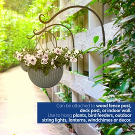 7Penn Hanging Plant Bracket 2-Pack Curved 14in Plant Hook Wall Plant Hanger, Windchime Hanger, Bird Feeder Hook