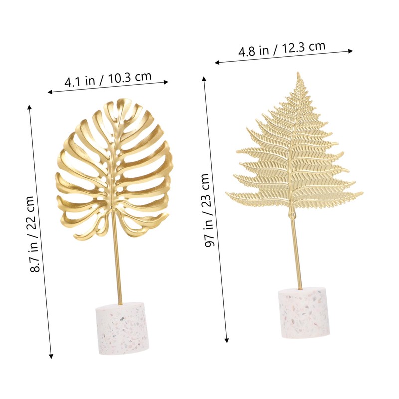 FUNOMOCYA 2pcs Gold Iron Leaf Decor Tabletop Metal Leaf Ornaments