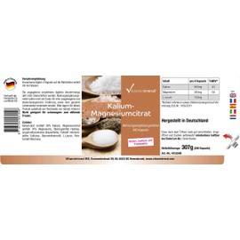 Magnesium Citrate with Potassium, High Dose, Vegan, 240 Capsules Vitamintrend®