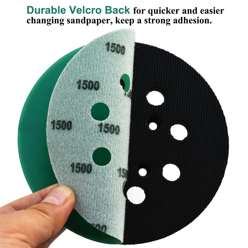 Aiyard 5-Inch 8-Hole Wet Dry Sanding Discs 1500 Grit, Polyester