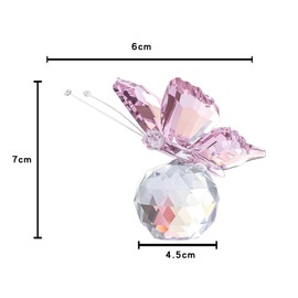 Elbourn Crystal Butterfly, Purple Crystal Glass Flying Butterfly with Ball Base, Ornament Art Glass Decorative for Home Decor Statue Animal Purple Glass Butterfly Decor Birthday Collectibles (Pink)