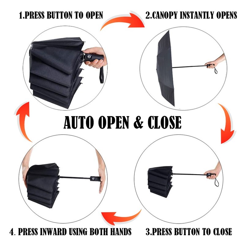LLanxiry Compact Travel Umbrella,Windproof Waterproof Stick Umbrella Protection Golf Umbrellas