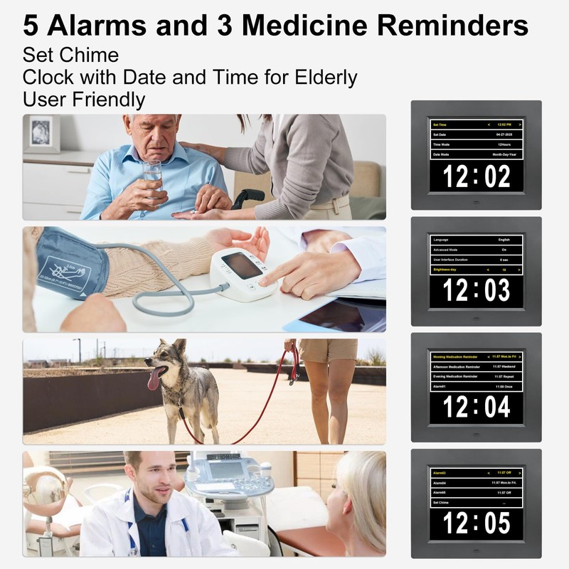 yamemo 8 Inch Extra Large Digital Alarm Clock for Seniors