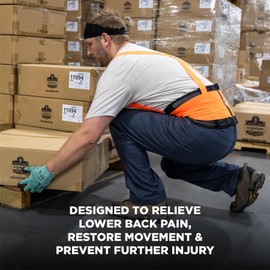 Ergodyne ProFlex 100HV Back Support Brace, High Visibility Support Belt, 8" Spandex Material, Removeable Straps,Orange,Small