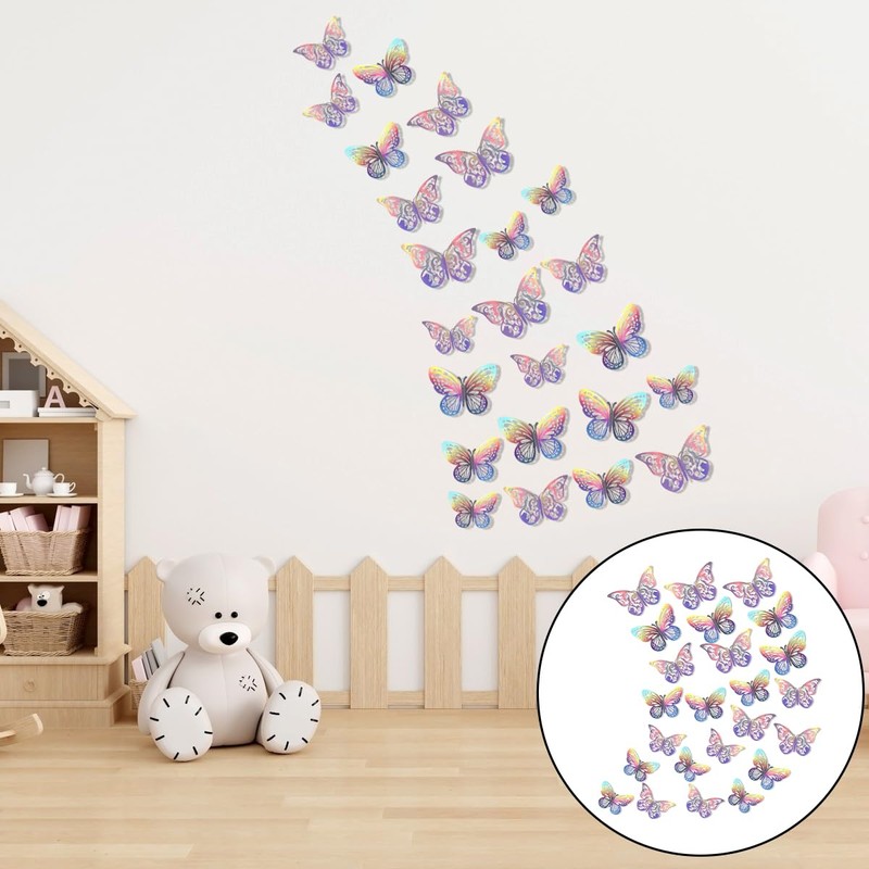 WELANE 3D Butterfly Wall Decor Stickers, 24 PCS Removable Butterfly