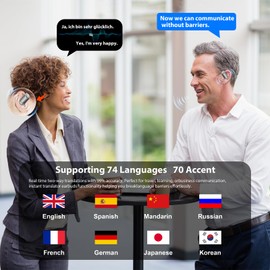 AI Language Translator Earbuds Translation Earbuds Real Time 144 Languages Open-Ear Bluetooth Device with 8 Accent Offline, Compatible with iOS & Android for Travel/Business/Learning - Black
