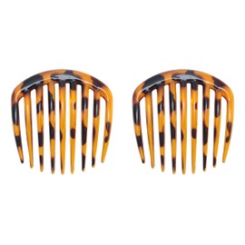 Ruwado 2 Pcs 9 Teeth Hair Side Comb 7.5 x 7.3 cm Vintage Plastic Twist Decorative French Clips Combs for Women Bridal Wedding Long Thick Thin Curly Hair Decoration (Light Coffee)