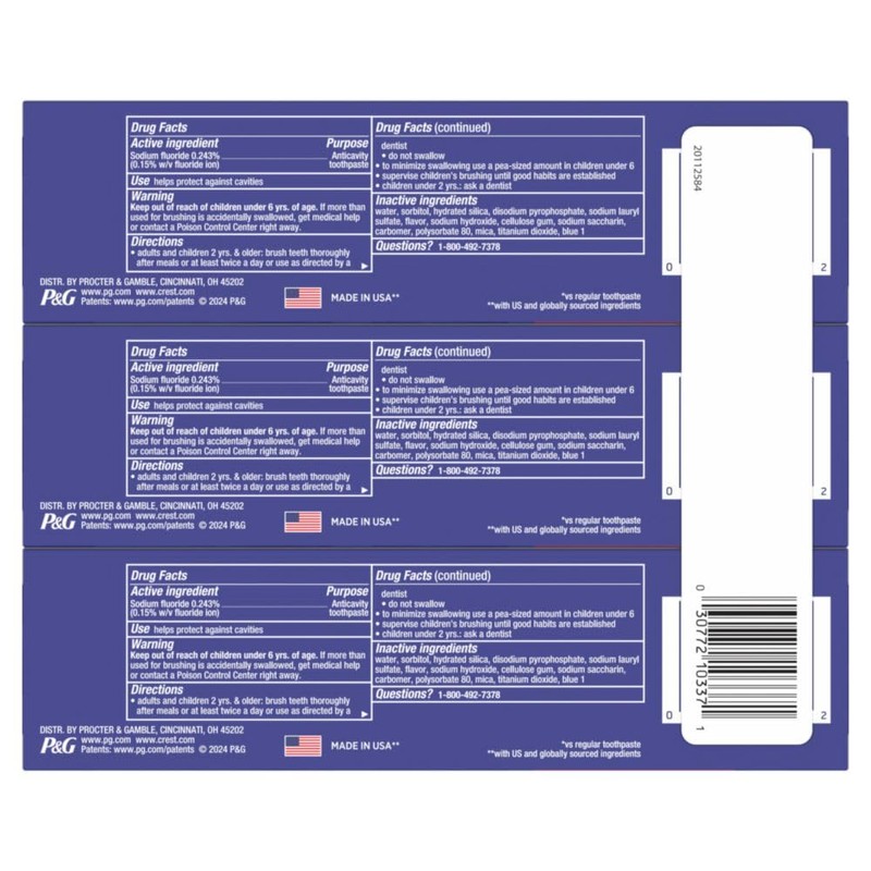 Crest 3D White Advanced Teeth Whitening Toothpaste, Crest 3D White
