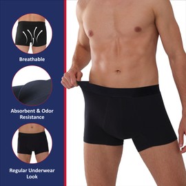 KARSWATT Reusable Absorbent Leak Proof Urinary Incontinence Underwear for Men Bladder Control Breathable Boxer Briefs 3 Pack (2X-Large, Black)