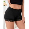 MakeMeChic Women's Lace Trim Seamless Biker Shorts Short Leggings Undershorts