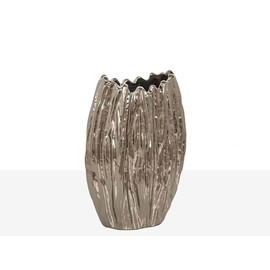 Florero Ceramic Plateado Plata Blanco