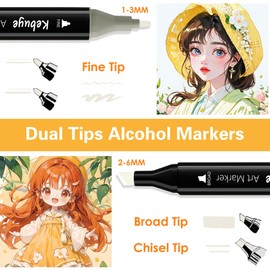 Kebuye 8 Pack Colorless Alcohol Markers - Dual Tips Marker Set Blender Blending Pen - Art Drawing Sketch Double Tipped for Adults Kids Artist Coloring Book