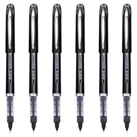 EYEYE Black Pen Roller Ball Needle Tip 0.5mm Quick Dry, 6 Pack Liquid Ink Rollerball Pens Extra Fine Point Smooth Writing Pens for Journaling, Note Taking, Office, School Supplies