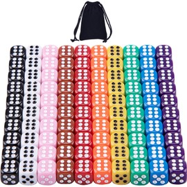 SIQUK 100 Pieces Dice 6 Sided Game Dice 12mm Round Corner Dice Set for Tenzi, Farkle, Yahtzee, Bunco or Teaching Math (Free Pouch)