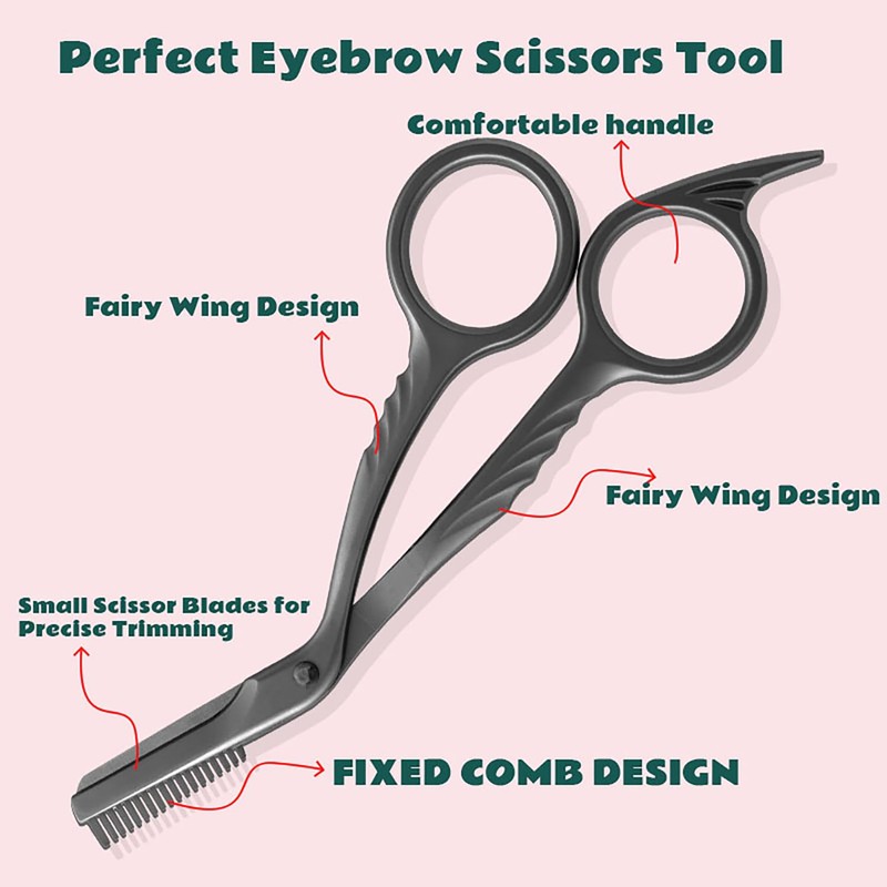 Eyebrow Trimming Scissors with Combs, Eyebrow Cutter Hair Removal Eyebrow