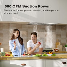 VIKIO HOME Range Hood Insert 30 Inch, Dual Inlet for 50% Better Suction, Includes 2 Charcoal Filters, 3-Speed Push Button Controls,5-Layer Aluminum Mesh Filter, Ducted/Ductless Kitchen Vent（RB10）