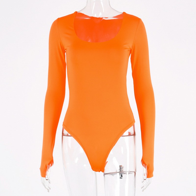 Women Long Sleeve Bodysuit Fashionable Charming Slim Fitting Body Leotard