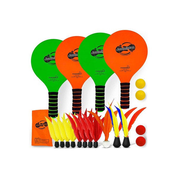 Jazzminton Double Select Badminton Set, Large Player, Deluxe Set, Can Be Used for Table Tennis and Tennis, Racket Shuttle, For Family, Friends, Beginners, Windproof, Indoor, Outdoor, Japanese Authorized Dealer