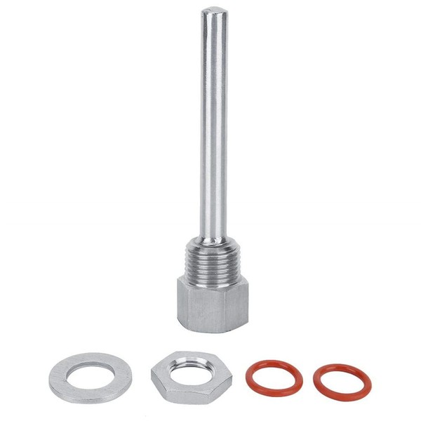 TOPINCN 1/2In Thermowell Kit, 4 Inch Stem Thermowell Stainless Steel Homebrew Fitting Accessories Part Fastening Tools for Thermometer Protecting