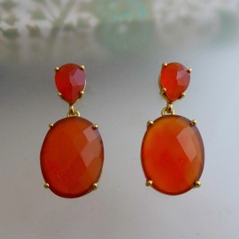 Carneol Vergoldet 925 Silber Ohrringe - Natürlicher Edelstein - Geburtstagsgeschenk - Weihnachtsgeschenk - Handgefertigte Geschenkideen für Frauen