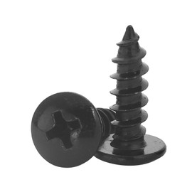 HAISHANG 20pcs Wood Screws M6x16mm Self-tapping Black Cross Round Head Carbon Steel Nails for Furniture,Woodworking,Machinery