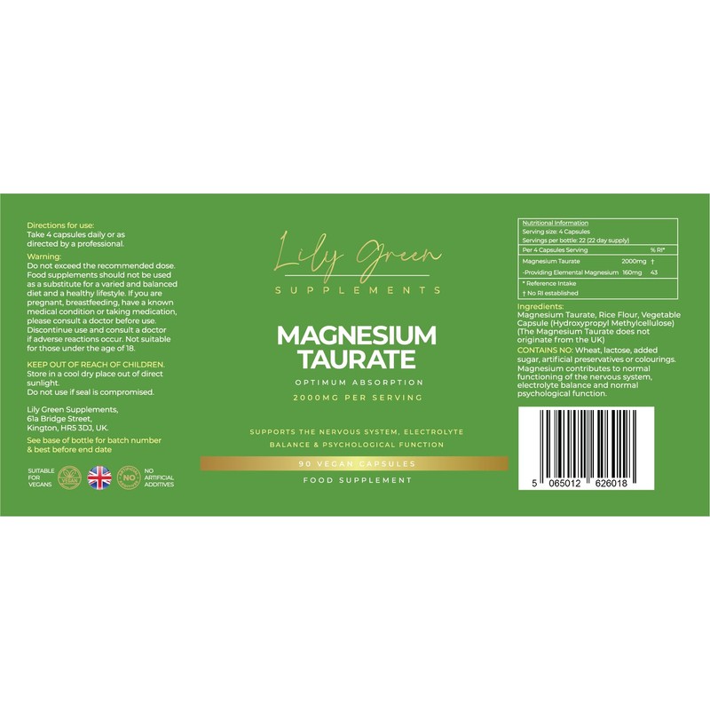 Lily Green | Magnesium Taurate 2000mg per Serving | 90