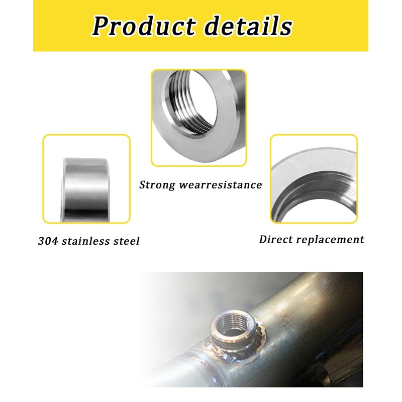 2Pcs M22 x 1.5 Soot Sensor Repair Fitting(Stainless Material) Compatible