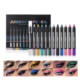 12pcs Hochpigmentierter-Schimmernder Lidschatten Stift Set-Glitter Schwarz/Gelb/Rosa/Grau/Blau/Grün/Lila, Langlebig,Wischfest & Verblendbar | Wasserfest,Schimmerstift für Augen/Liner/Highlight