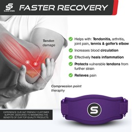 Sleeve Stars Tennis Elbow Brace for Women - Adjustable Tennis Elbow Strap, Golfers Elbow Brace for Men, Counterforce Brace for Tendonitis Relief, Fits 9"-23" (Single/Dark Purple)