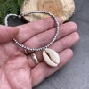 Cowrie Shell Anklet Silver Color Glass Seed Beads with Shell