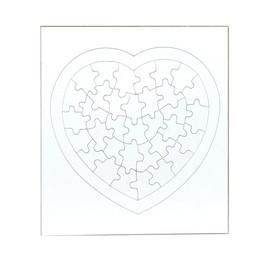 Hygloss Blank Puzzles with Heart Shape - 8.5" x 9.5" - 24 Puzzles - Ideal for Valentines - Write, Draw, and Decorate Your Own Jigsaw Puzzle (34 Puzzle Pieces per Puzzle)